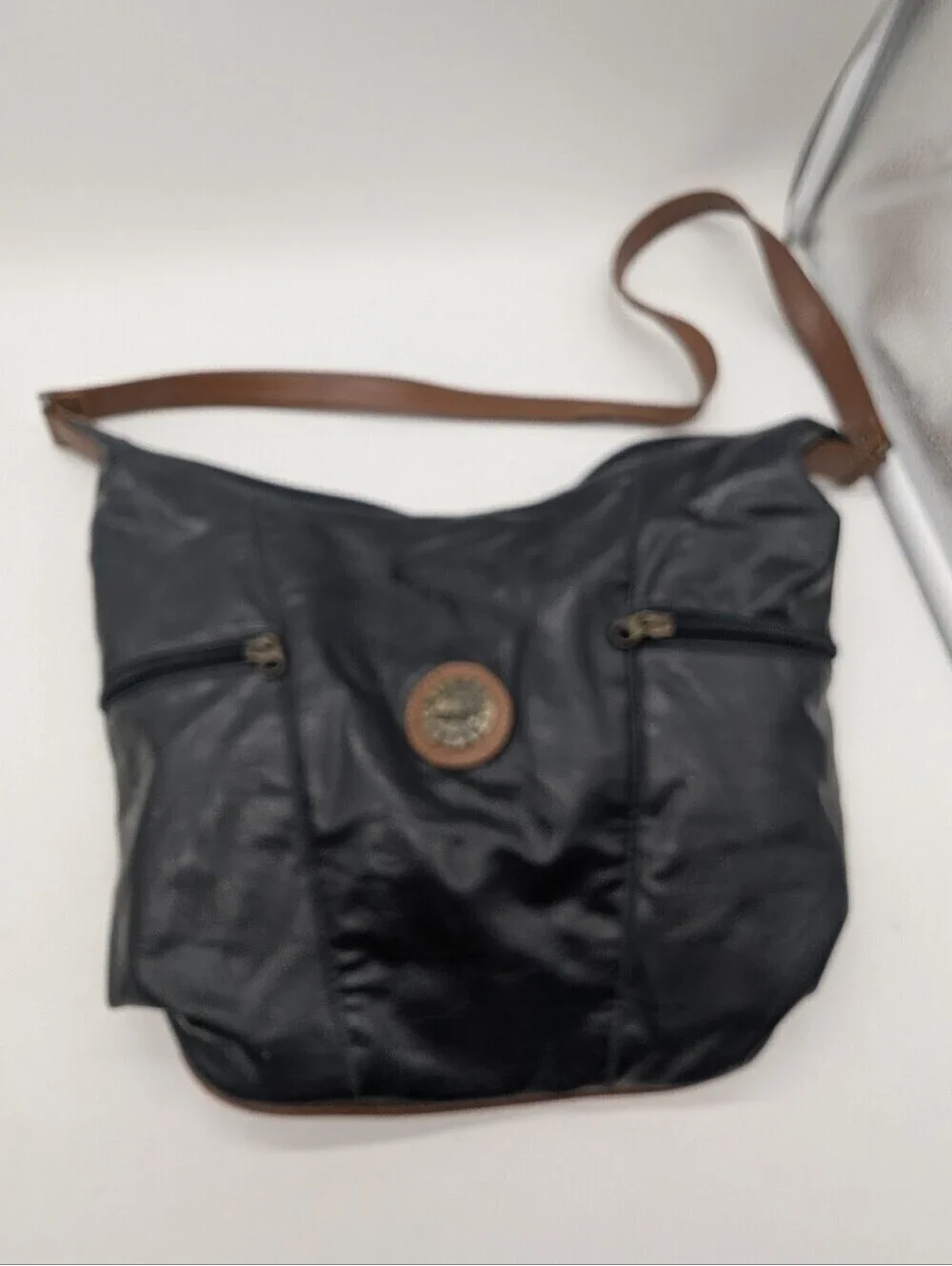 Vintage Michael Stevens International Navy Hobo Shoulder Bag